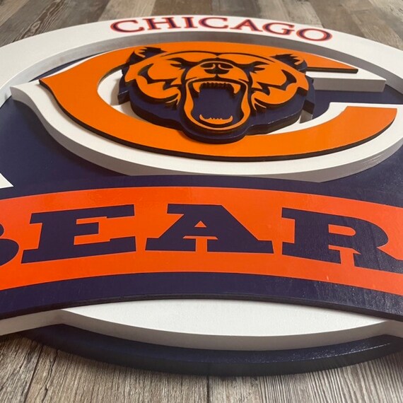 Chicago Bears Sign Glass Wall Art Watercolor - Ozone Billiards