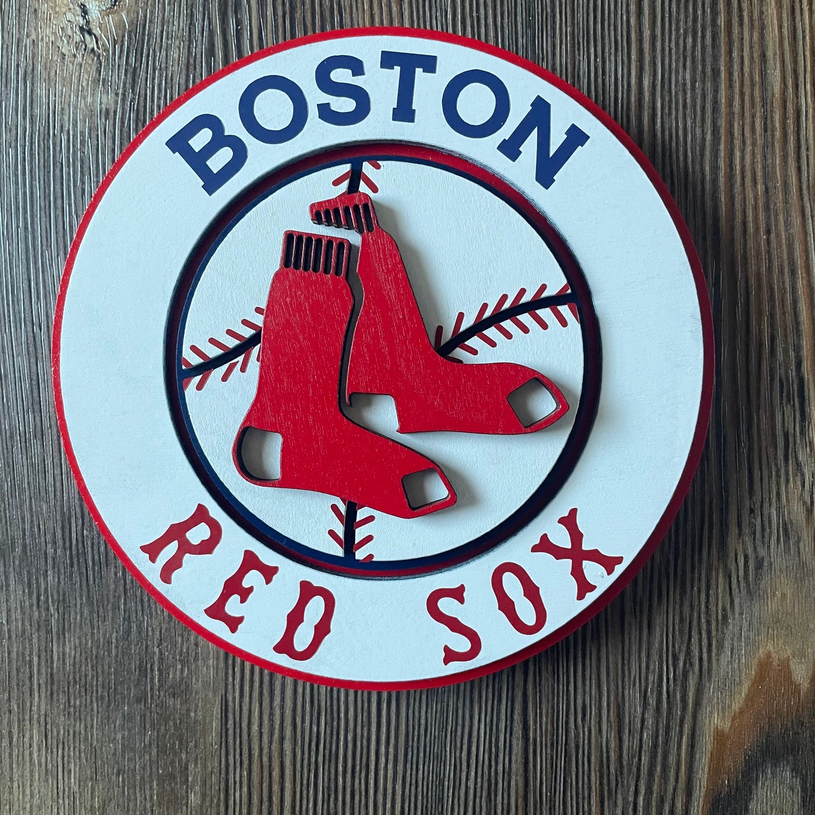 Boston Red Sox Wall Art 3D Stack Red Sox Sign Etsy
