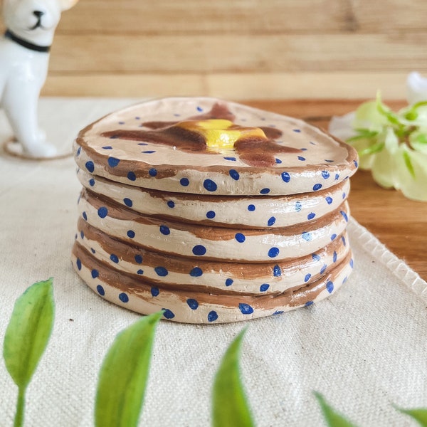 stack of blueberry pancakes trinket box — multiple styles! | 2023 etsy design awards finalist | the original blueberry pancake box