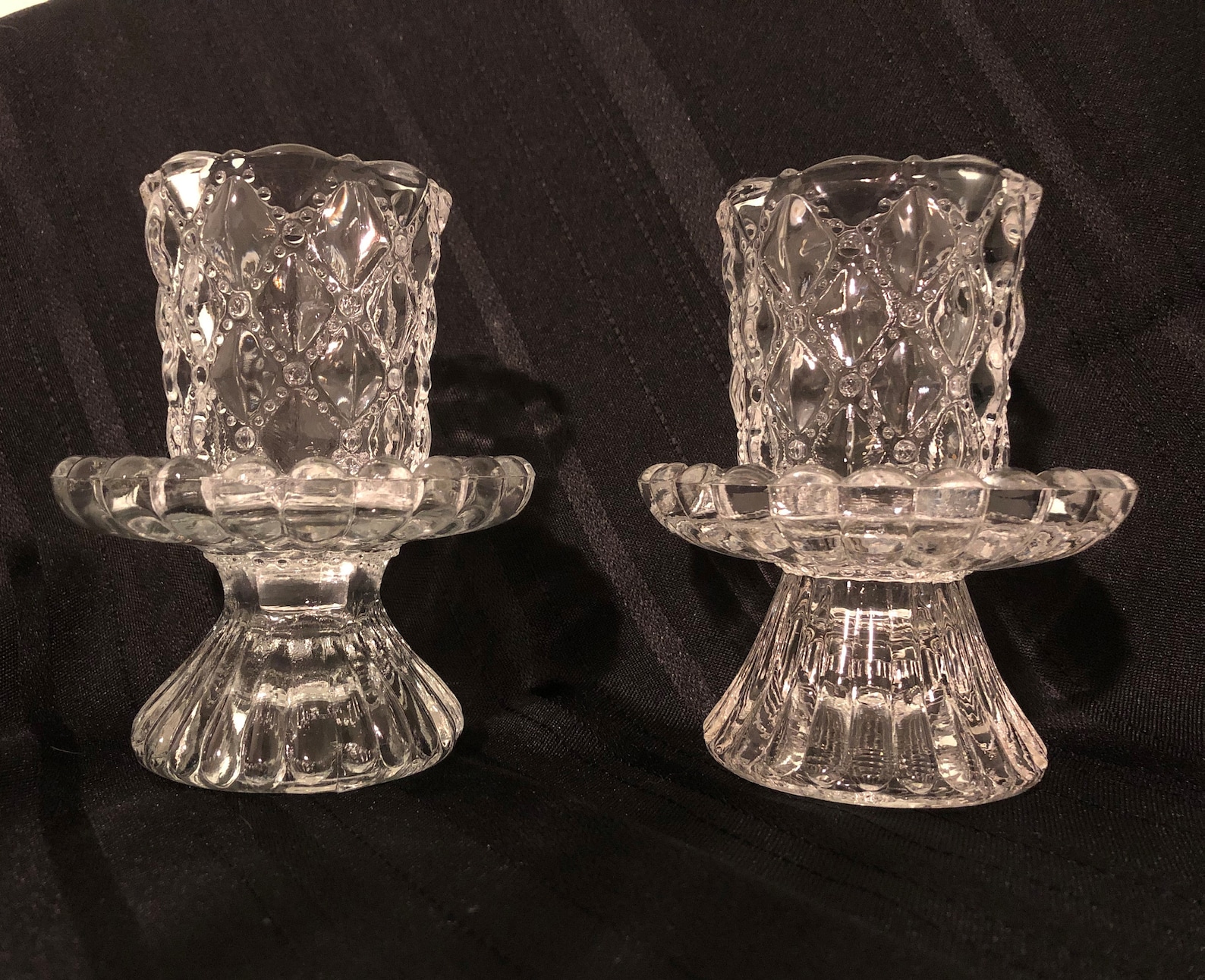 P9246 Partylite Quilted Crystal Pair Candle Holder Set Etsy