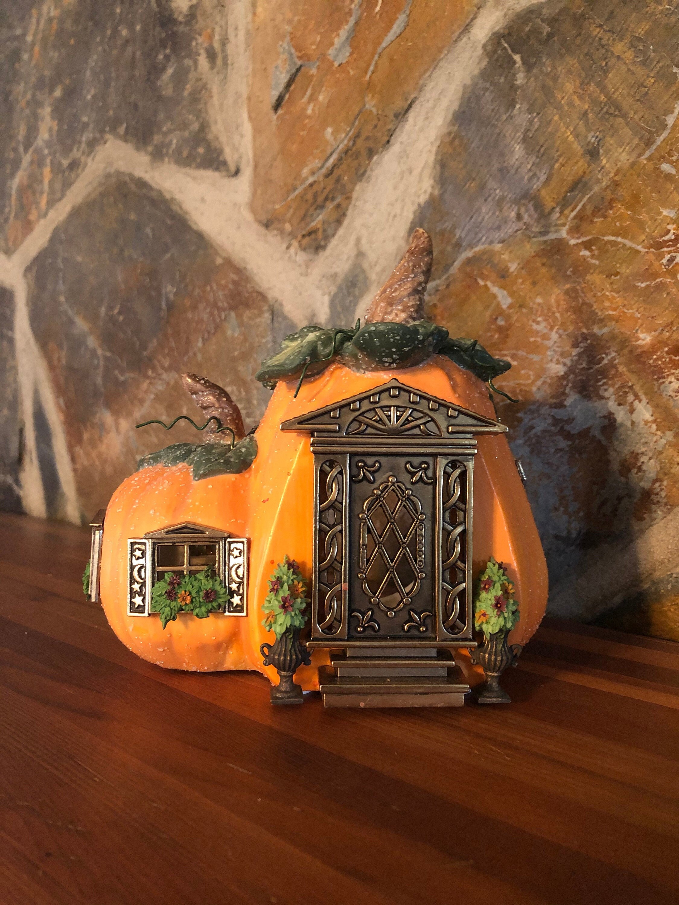 P8209 Partylite Pumpkin Cottage Tealight House Etsy