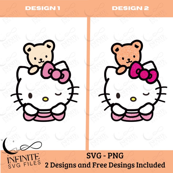 Hello Kittys Glitter Teddy Bear Svg Files for Sequin Png Preppy y2k Shirts Hoodie Sublimation POD Best Selling Items Popular Trending Now