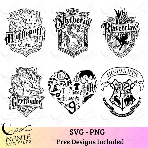 Lot de fichiers SVG Magic Wizard Harry Potter pour Cricut tendance Funko Pop Serpentard Poudlard Serdaigle Poufsouffle