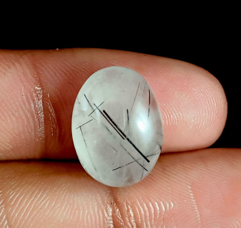 Top Quality Quartz Gemstone Q-3218 11 Ct For Making Jewelry Awesome Tourmalated Quartz 16x12x7 mm Oval Shape Cabochons Loose Gemstone