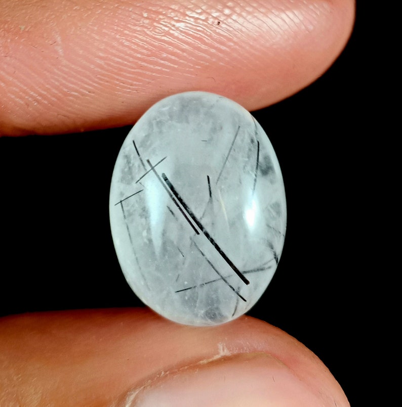Top Quality Quartz Gemstone Q-3218 11 Ct For Making Jewelry Awesome Tourmalated Quartz 16x12x7 mm Oval Shape Cabochons Loose Gemstone