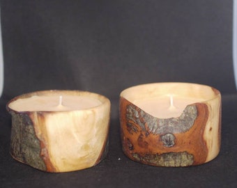 live edge wooden candle holders