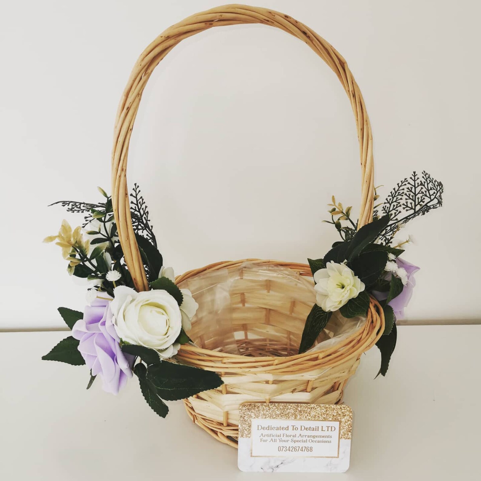 Wooden flower girl basket with a choice of floral arrangements Etsy