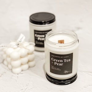 Green Tea and Pear | Soy Candles | Wooden Wick | Gift For Her | Gift For Him | Housewarming