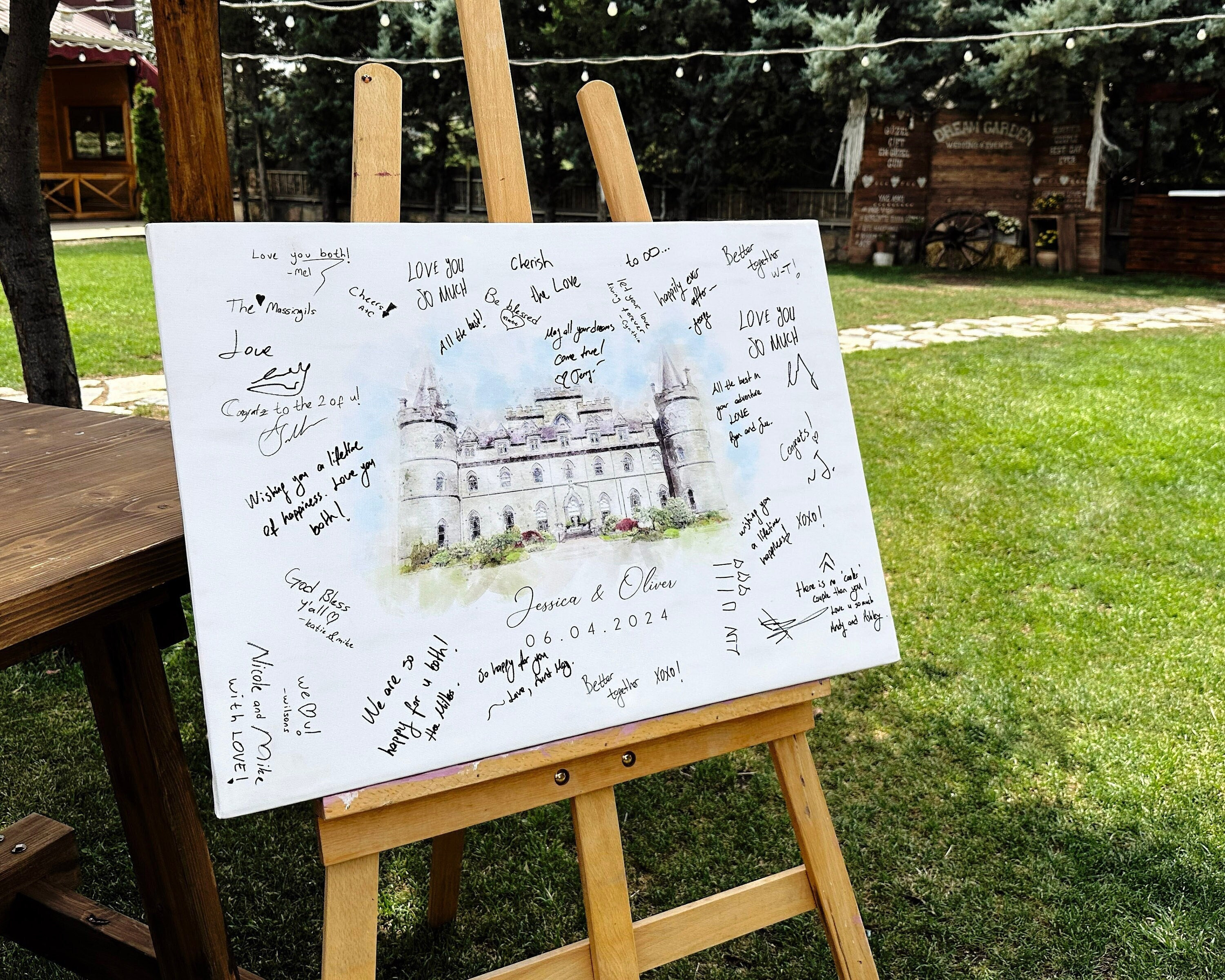 Watercolor Wedding Venue Guest Book Alternative, Personalized