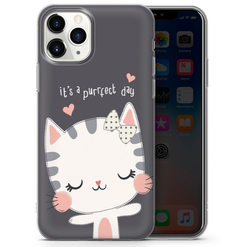 Cute Cat Phone Case Kawaii Cover For Iphone 12 Pro 11 Se Etsy