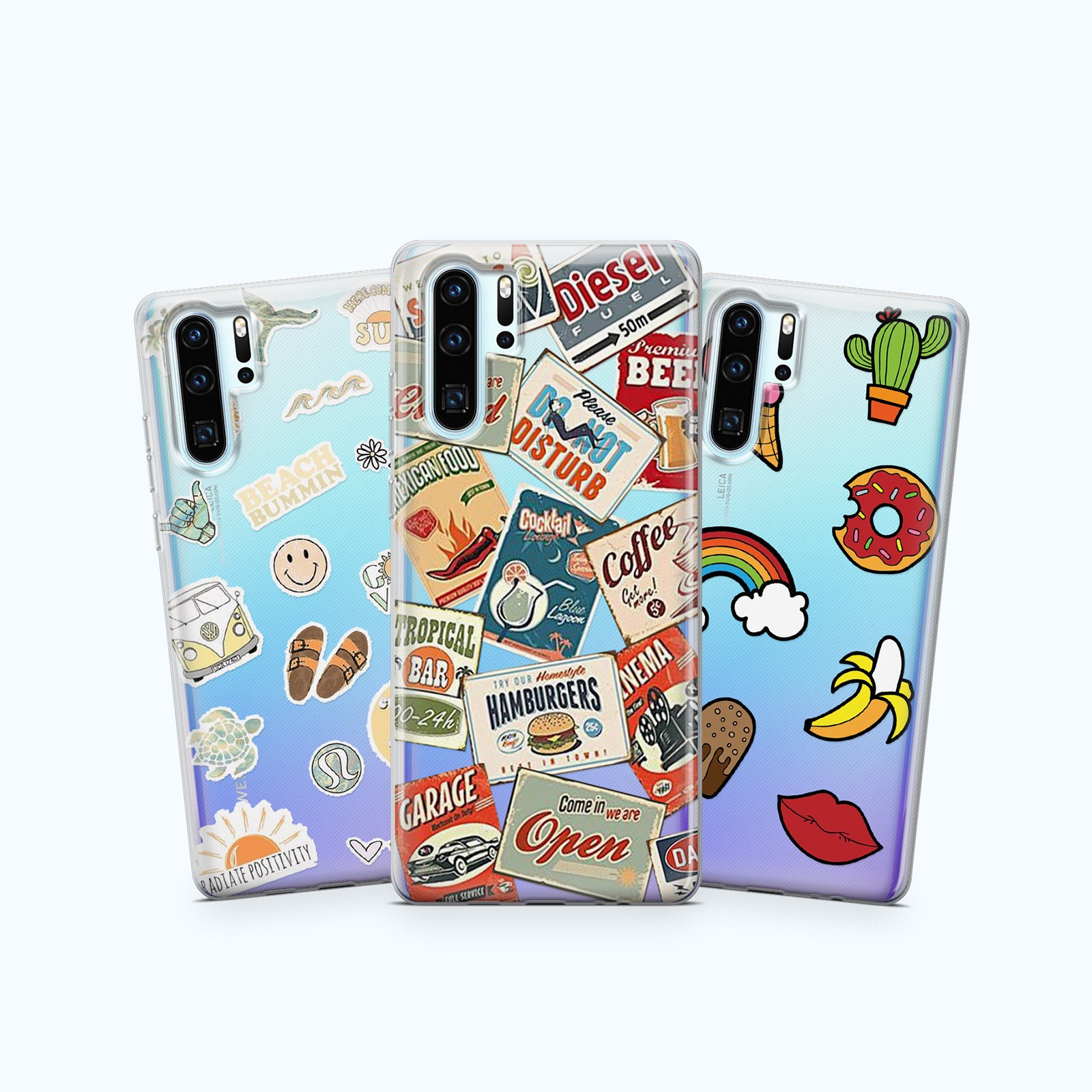 Retro Stickers Phone Case Clear Aesthetic Cover for iPhone 11 | Etsy