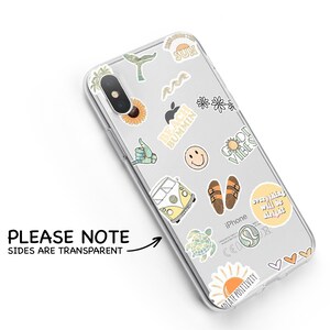 retro stickers phone case clear aesthetic cover for iphone 11 etsy