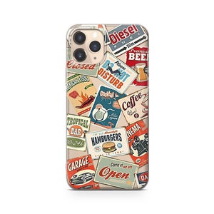 retro stickers phone case clear aesthetic cover for iphone 11 etsy