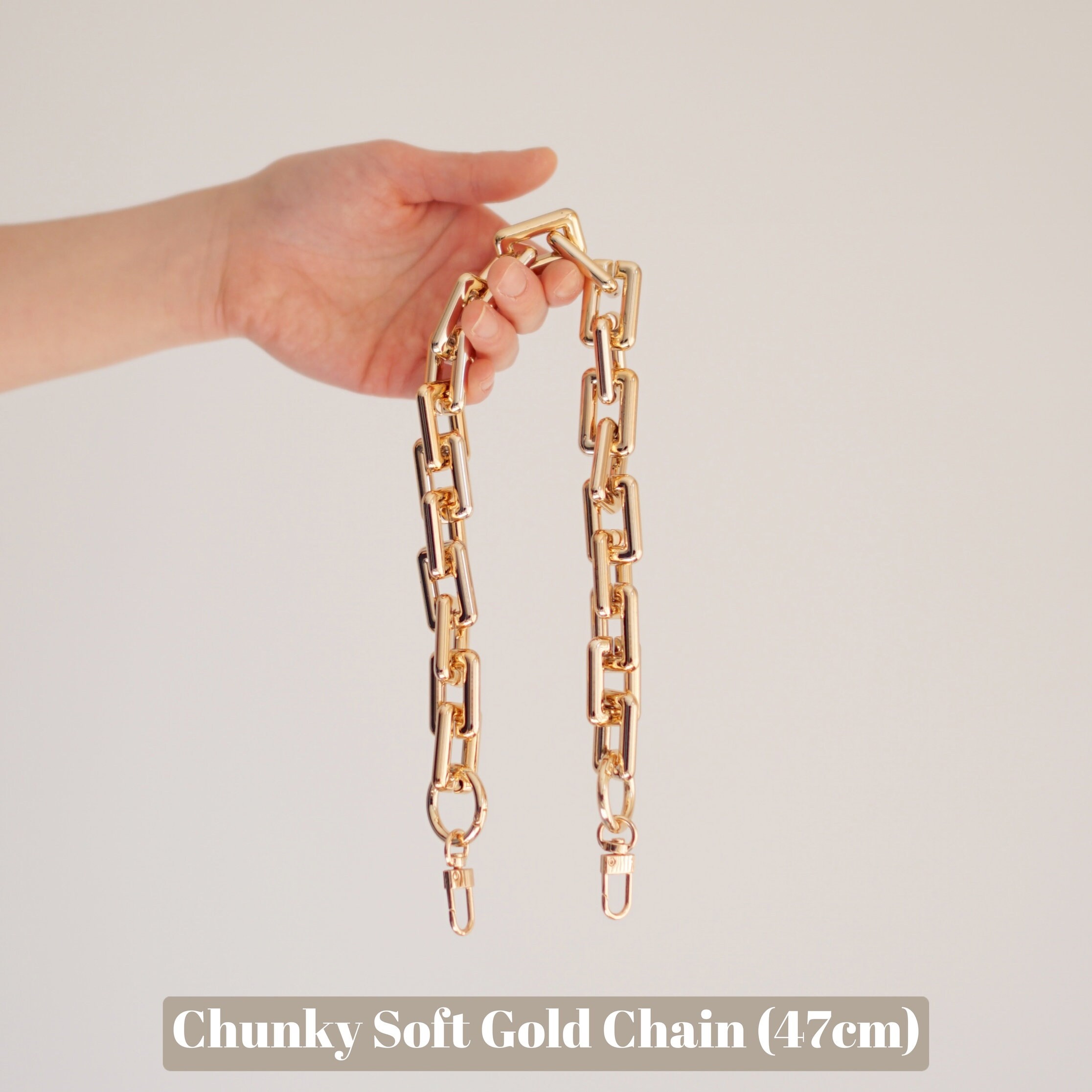 Chunky Flat Gold Chain Handle Decorative Strap for Toiletry 