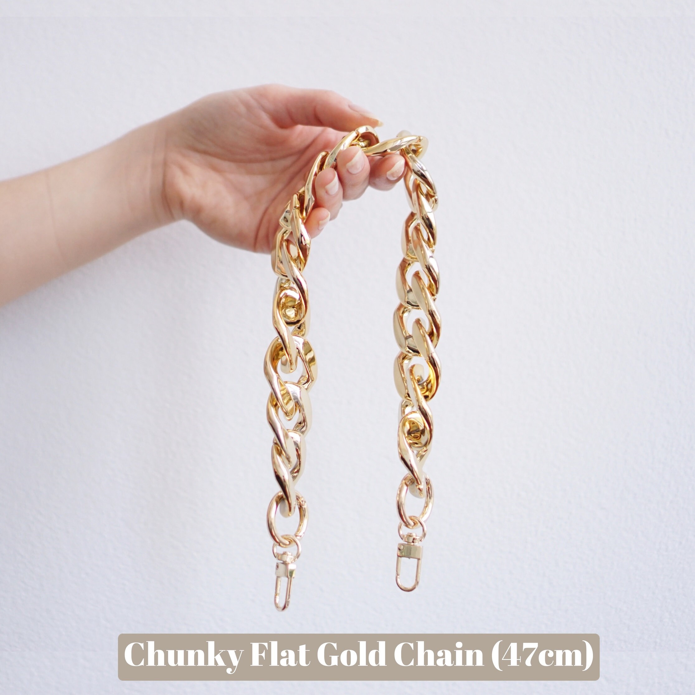 Chunky Flat Gold Chain Handle Decorative Strap for Toiletry 