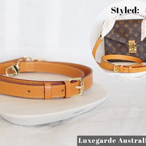 Leather Strap - Adjustable Leather Strap | For Louis L V Pochette Accessoires, Speedy 25, Pochette Metis, Cosmetic Pouch [BAG NOT INCLUDED]