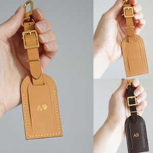 Luxury Vachetta Leather Luggage Tag With Clip Personalised 