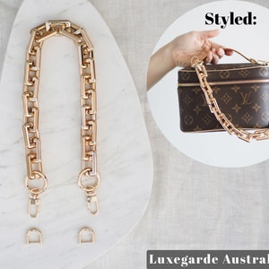 Conversion Kit with Gold D Rings and Chunky Soft Gold Chain Strap | For L V Nice Nano, Nice Mini etc [BAGS NOT Included]
