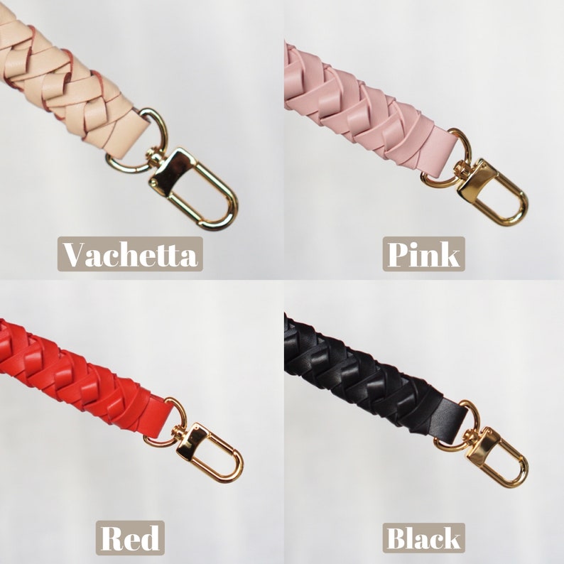 May include: Four braided leather straps with gold metal clasps in four colors: Vachetta, Pink, Red, and Black.