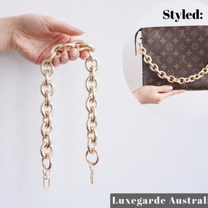 Chunky Oval Gold Chain Handle Decorative Strap | For Toiletry Pouch, Pochette Accessoires, Pochette Metis Cosmetic Pouch [BAG NOT INCLUDED]