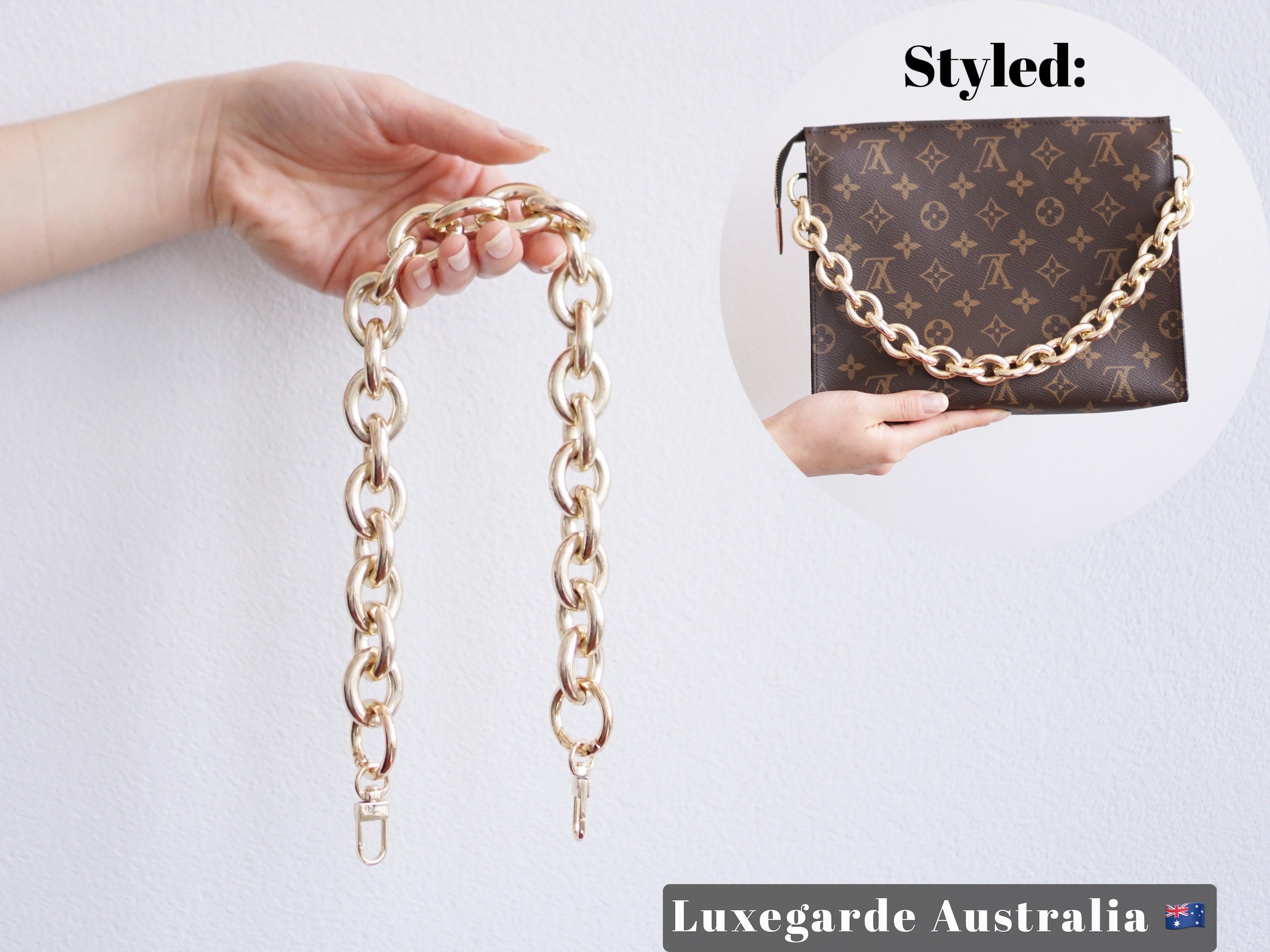 Chunky Oval Gold Chain Handle Decorative Strap for Toiletry 