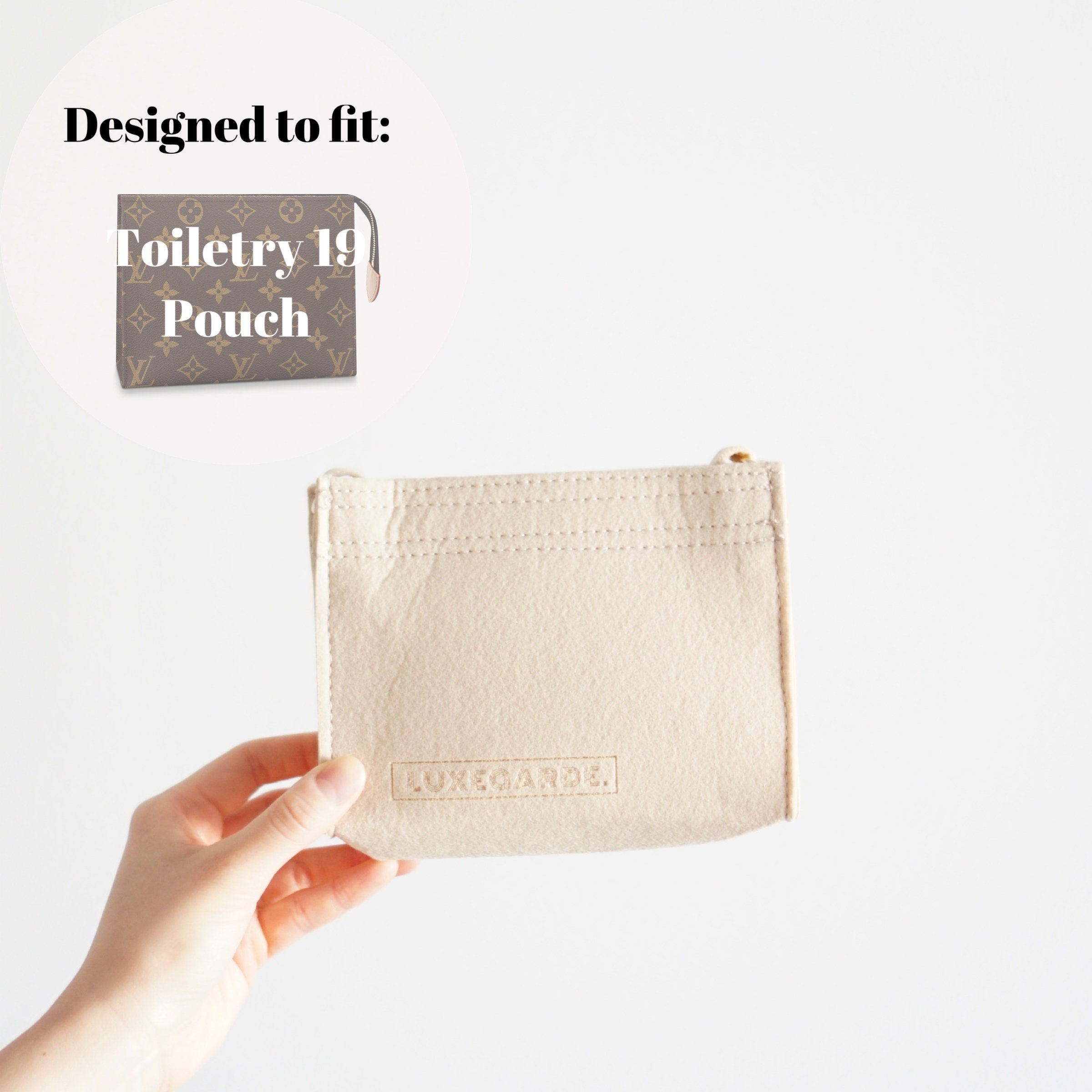  Toiletry pouch 26 Insert with Chain Conversion Kit with Chain  Toiletry Pouch19 Insert with Gold Chain Thick Grommets O Rings Premium Felt  Toiletry Pouch 26 Gold Chain (For Toiletry 26, Beige) 