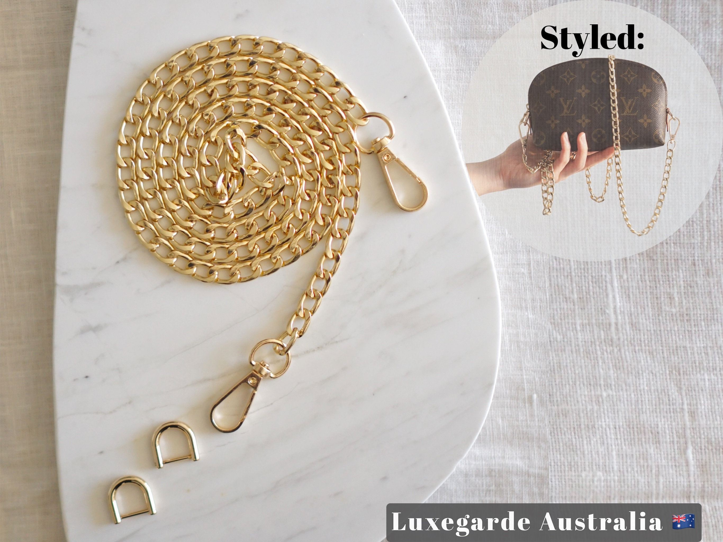 8 Catene Per Borse Con 16 Anelli A D - Lunghezza 120cm - Oro - Ricambio Per Borse A Tracolla E Portafogli