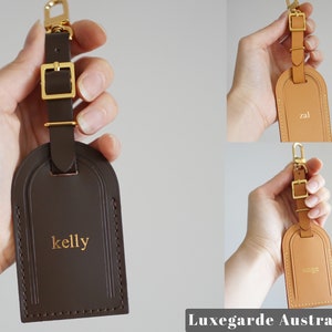Luxury Leather Luggage Tag with Clip | Personalised Vachetta Luggage Tag | Monogrammed Luggage Tag | Heat Stamped Option [BAG NOT INCLUDED]
