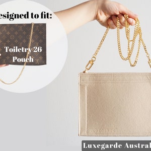 Toiletry Pouch 26 Crossbody Conversion Kit with Bag Organizer Insert and Metal Chain Strap | For L V pouch [Pouch is NOT included]