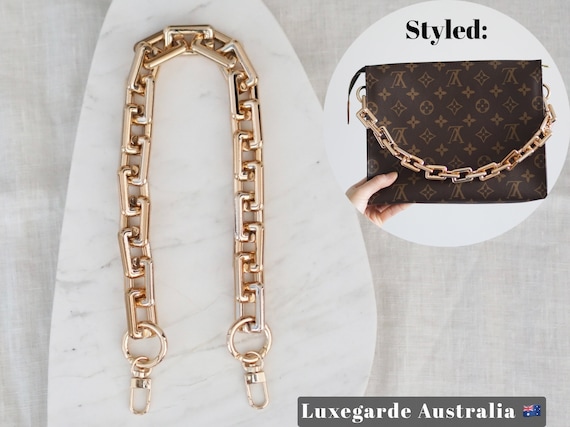 Chunky Flat Gold Chain Handle Decorative Strap for Toiletry 