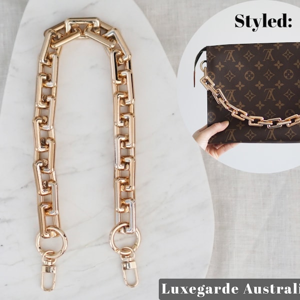 Chunky Gold Chain Handle Decorative Strap | For Toiletry Pouch, Pochette Accessoires, Pochette Metis Cosmetic Pouch [BAG NOT INCLUDED]