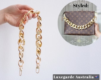 Chunky Flat Gold Chain Handle Decorative Strap | For Toiletry Pouch,  Pochette Accessoires, Pochette Metis Cosmetic Pouch [BAG NOT INCLUDED]