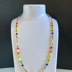 Rainbow  Beaded Evil Eye Dainty Beaded Layering Necklace