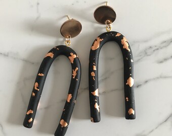 ASHLEE ARCH EARRINGS with gold leaf