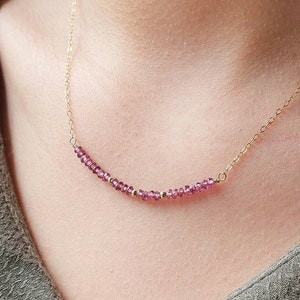 Natural Garnet stone necklace in 14 carat Gold Filled, ideal birthday gift for women, January birthstone
