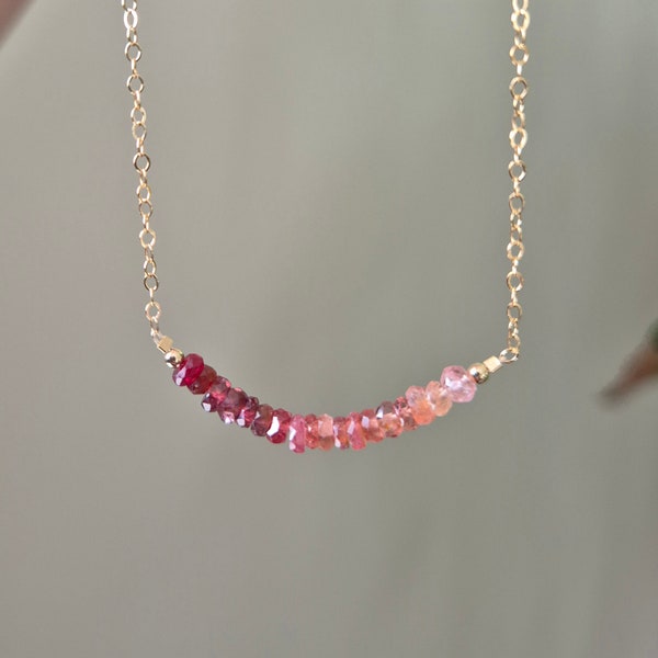 Natural Spinel stone necklace in 14 carat Gold Filled Gold, Unique jewelry, women's birthday gift