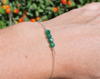 Bracelet En Argent 925 Avec Agate Verte 10mm – Fait Main En France