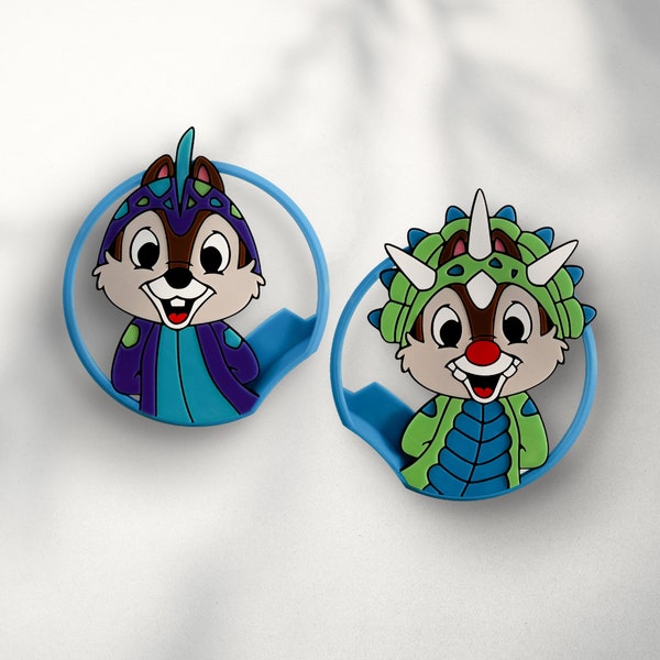 Chip and Dale in dinosaur costumes Set of 3D printed Interchangeable magnetic Mouse Ears