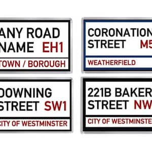 PERSONALISED Road Sign / Street Name themed fridge magnets (any name / any address)