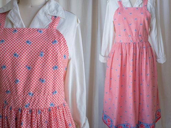 Floral Gingham Apron Dress - image 1