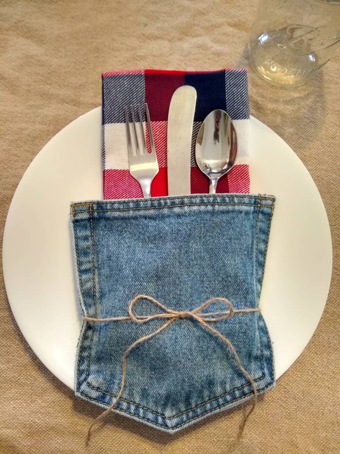 Large and Extra Large Denim Jean Pockets Silverware Holder Etsy