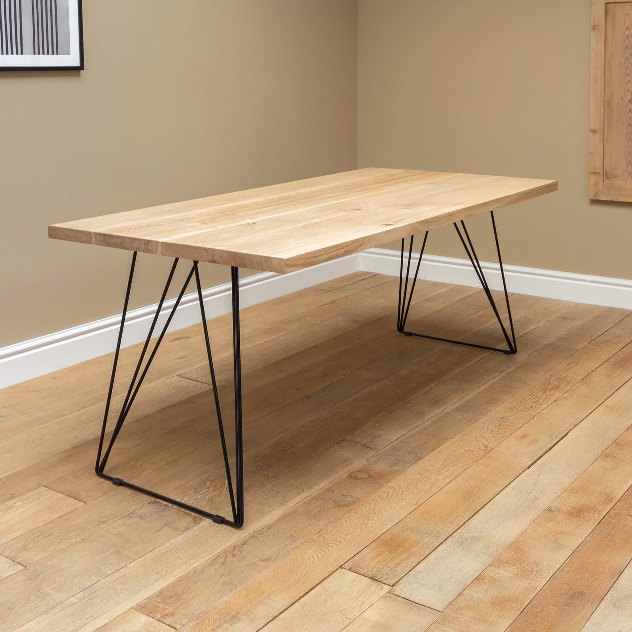 HAIRPIN DINING TABLE Solid Oak Table With Pin Legs & Stool Etsy UK