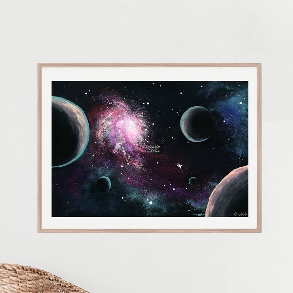 Look into the Milkyway, Galaxy and Planets Painting, Marvel Universe Art Print, Star Dust, Wall Print Art, A3, A4, A5