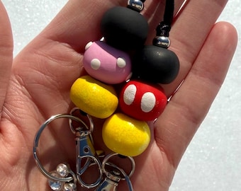 Magic Mouse Teacher Lanyard – Handmade Polymer Clay Beaded Badge Holder