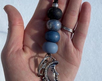 Starlit Serenity Lanyard – Handmade Polymer Clay Beaded ID Badge Holder