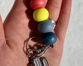 Cactus Teacher Lanyard – Handmade Polymer Clay Beaded ID Badge