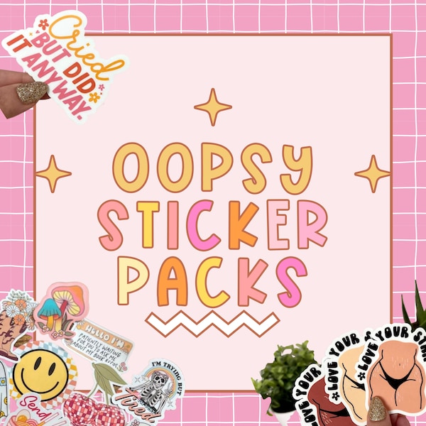 Oops Grab Bag, Mystery Oops Stickers, Waterproof, Imperfect Stickers