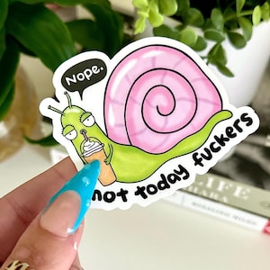 Nope Not Today Fxckers Waterproof Sticker, Intuition, Self Care, Self Love, Mental Health Gifts, Anxious, Cute Mental Health