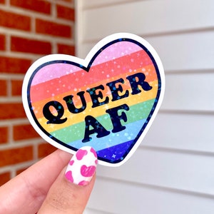 Holographic Queer AF Waterproof Sticker, Pride Stickers, LGBTQ+ Gifts, Pride Gifts, Queer Stickers, LGBTQ Stickers