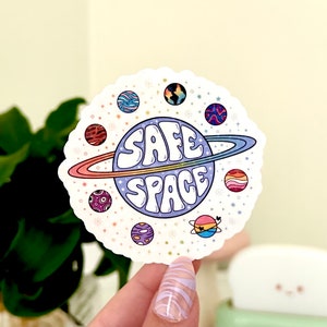 Safe Space Waterproof Sticker, Mental Health Stickers, Self Love Gifts, Handdrawn Art, Self Care, LGBTQ Gifts, Ally Decal